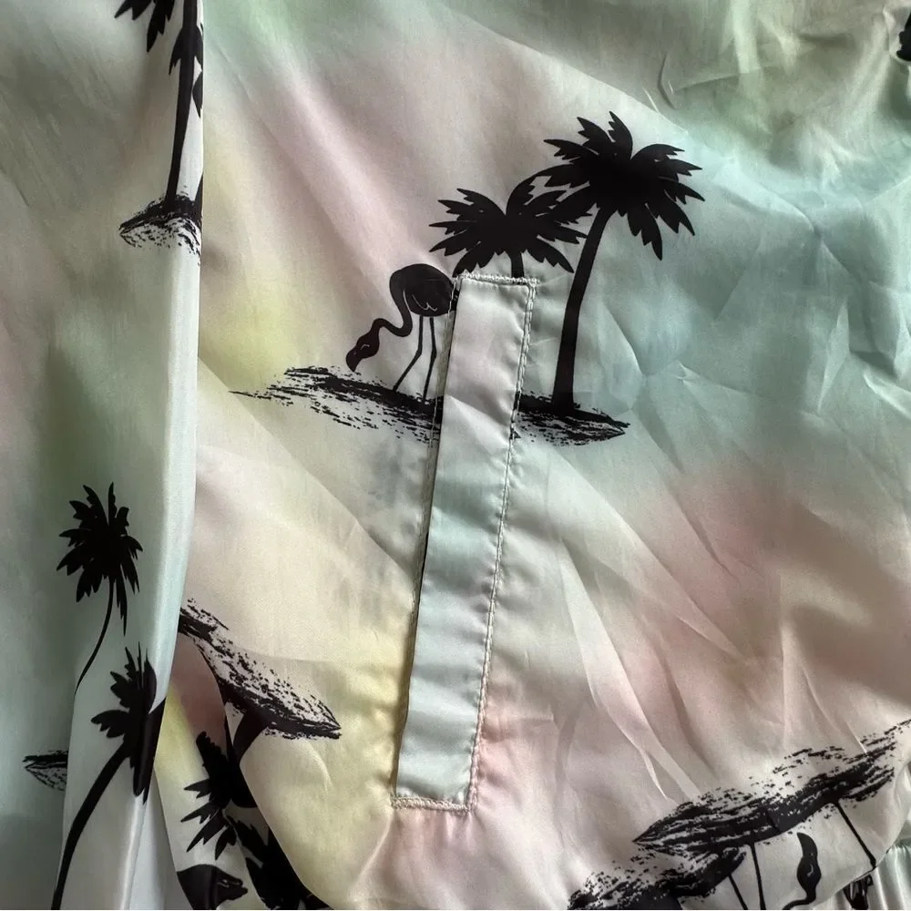 New! Girls 14/16 Justice Palm Tree Hooded Lightweight Jacket Spring Summer Rain